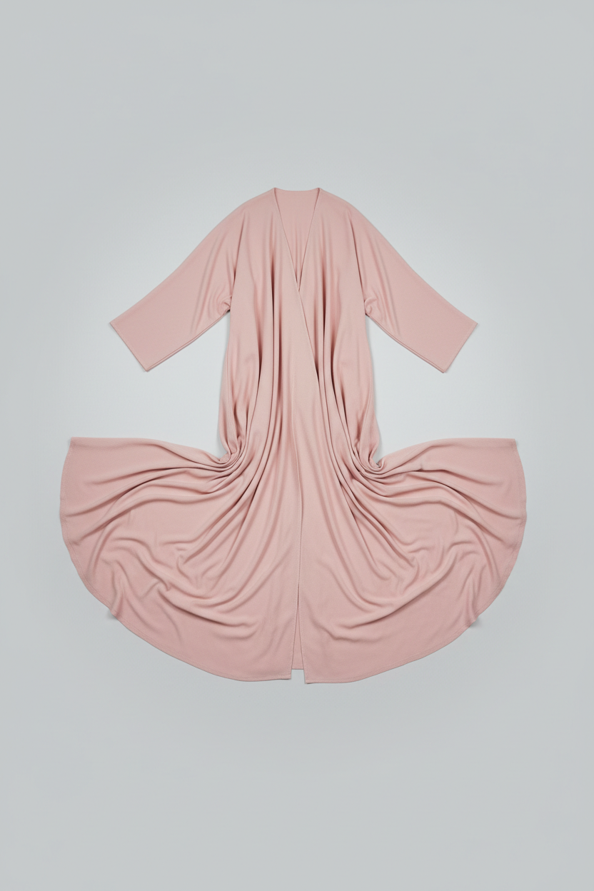 Flowy Crepe Abaya in Blush Pink - Flat lay