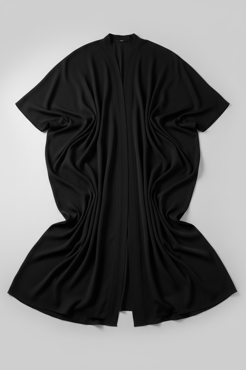 Flowy Crepe Abaya in Black - Flat lay