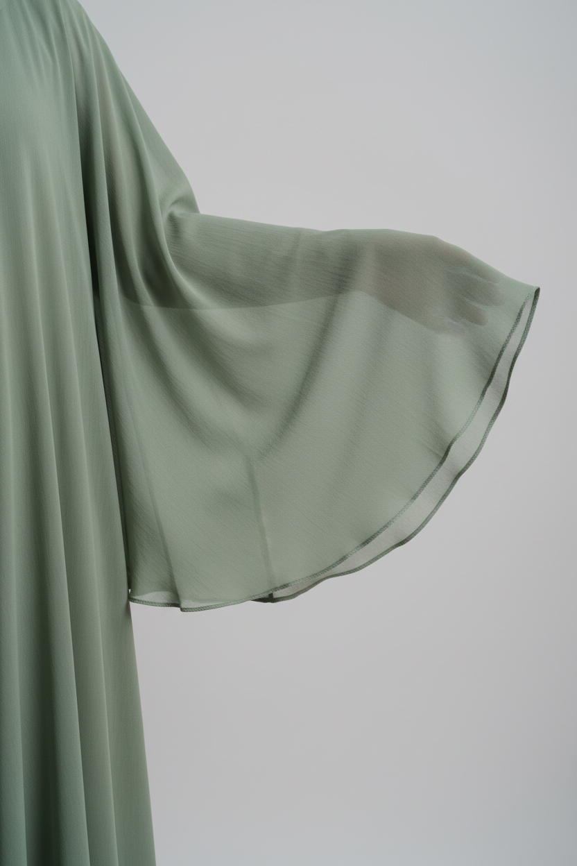 Butterfly Abaya in Sage Green - Sleeve detail