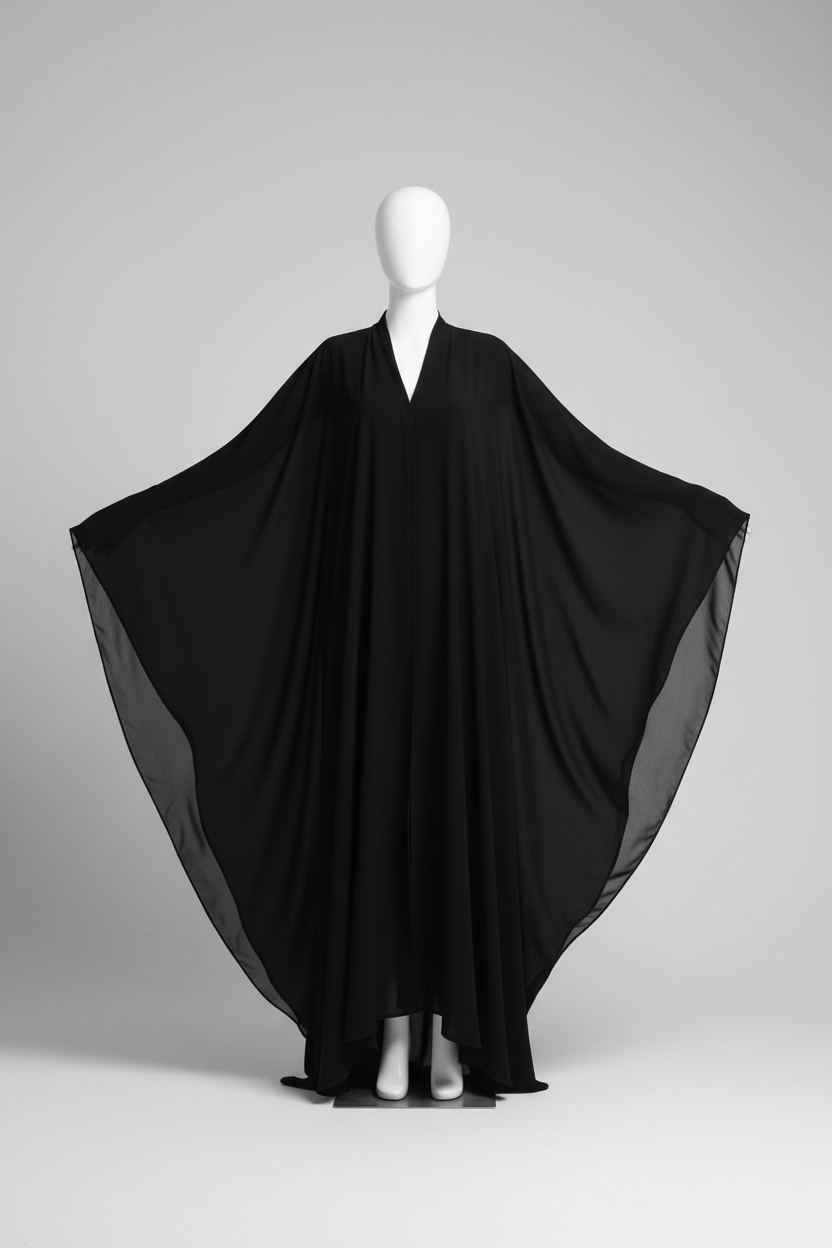 Butterfly Abaya in Black - Full length mannequin shot