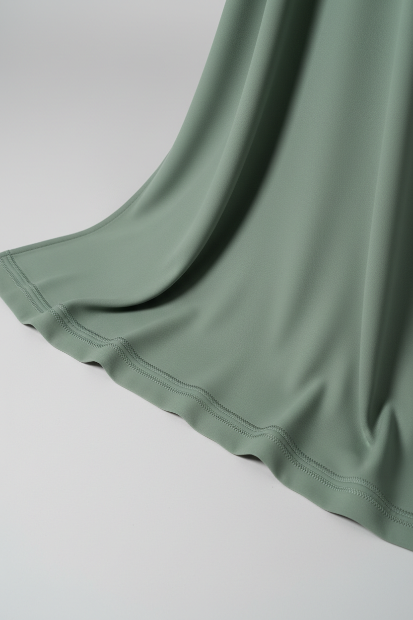 Flowy Crepe Abaya in Sage Green - Fabric detail