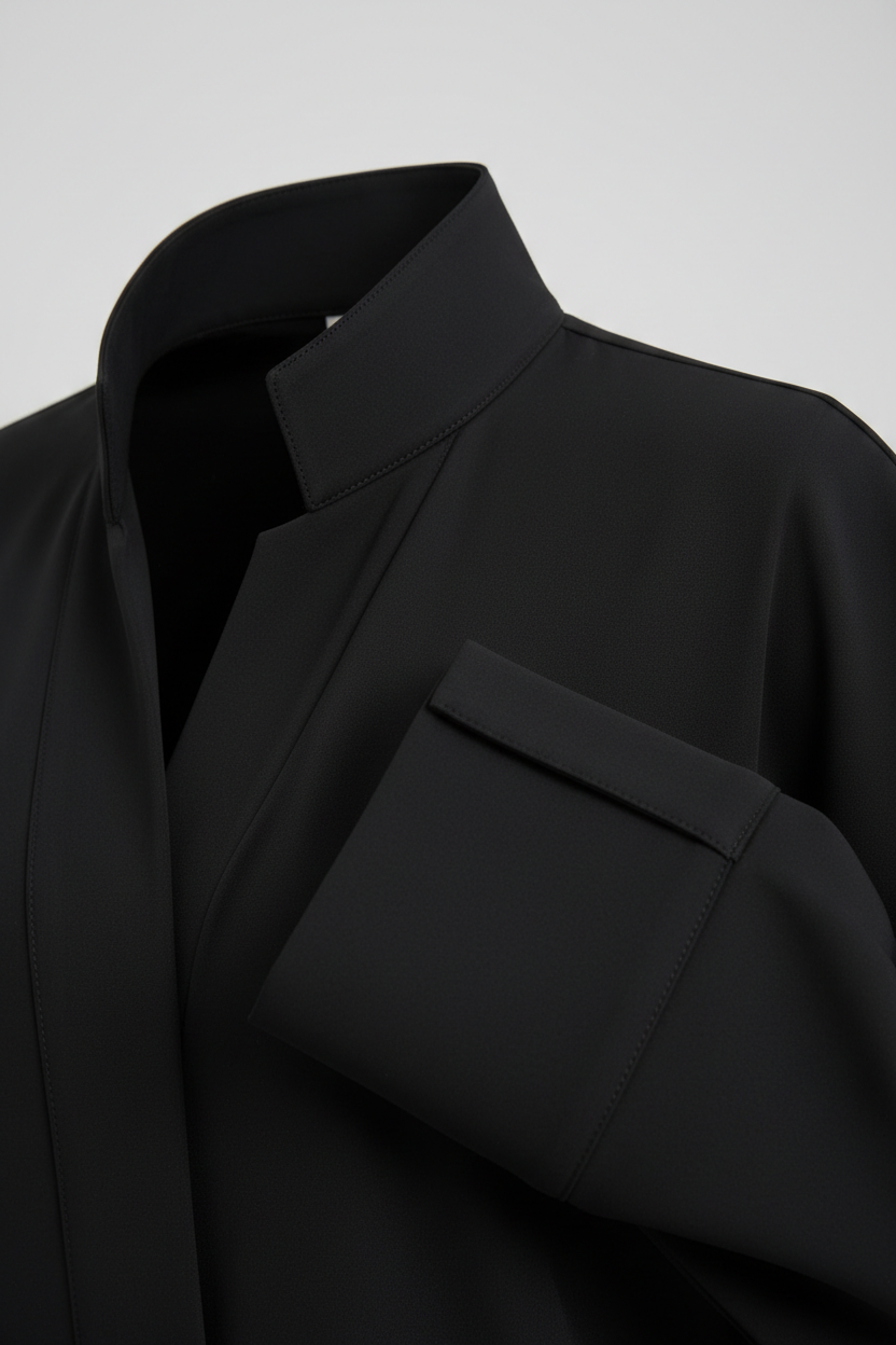 Modern Minimalist Abaya in Black - Detail