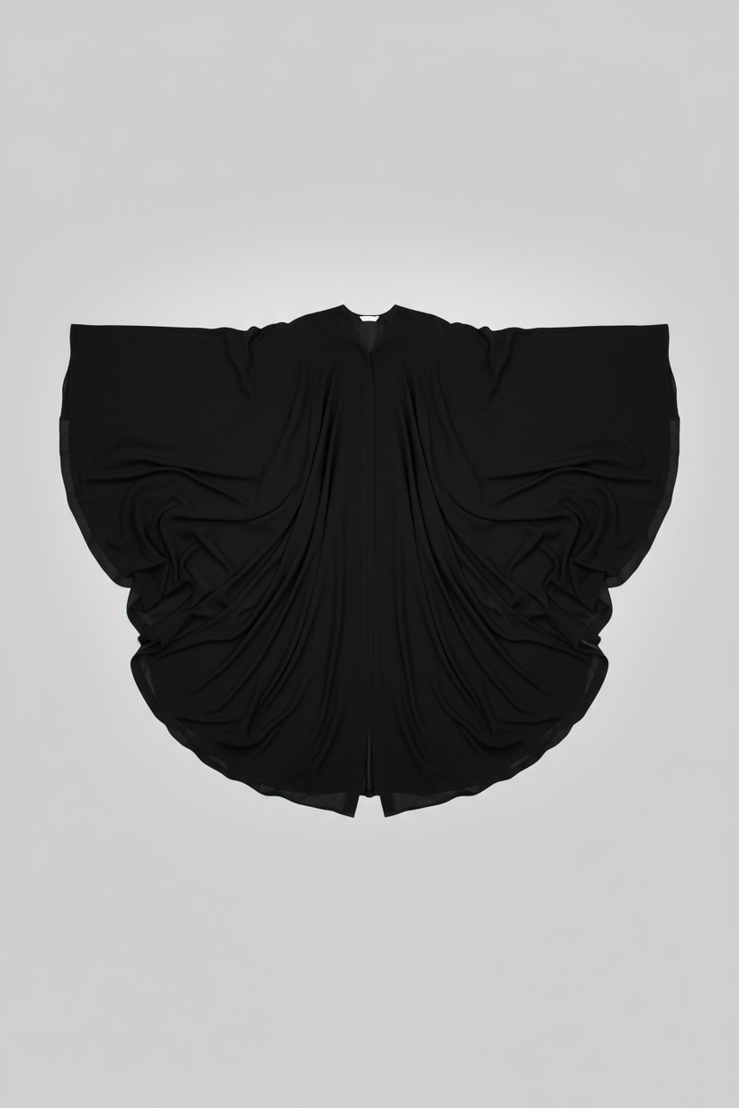 Butterfly Abaya in Black - Flat lay
