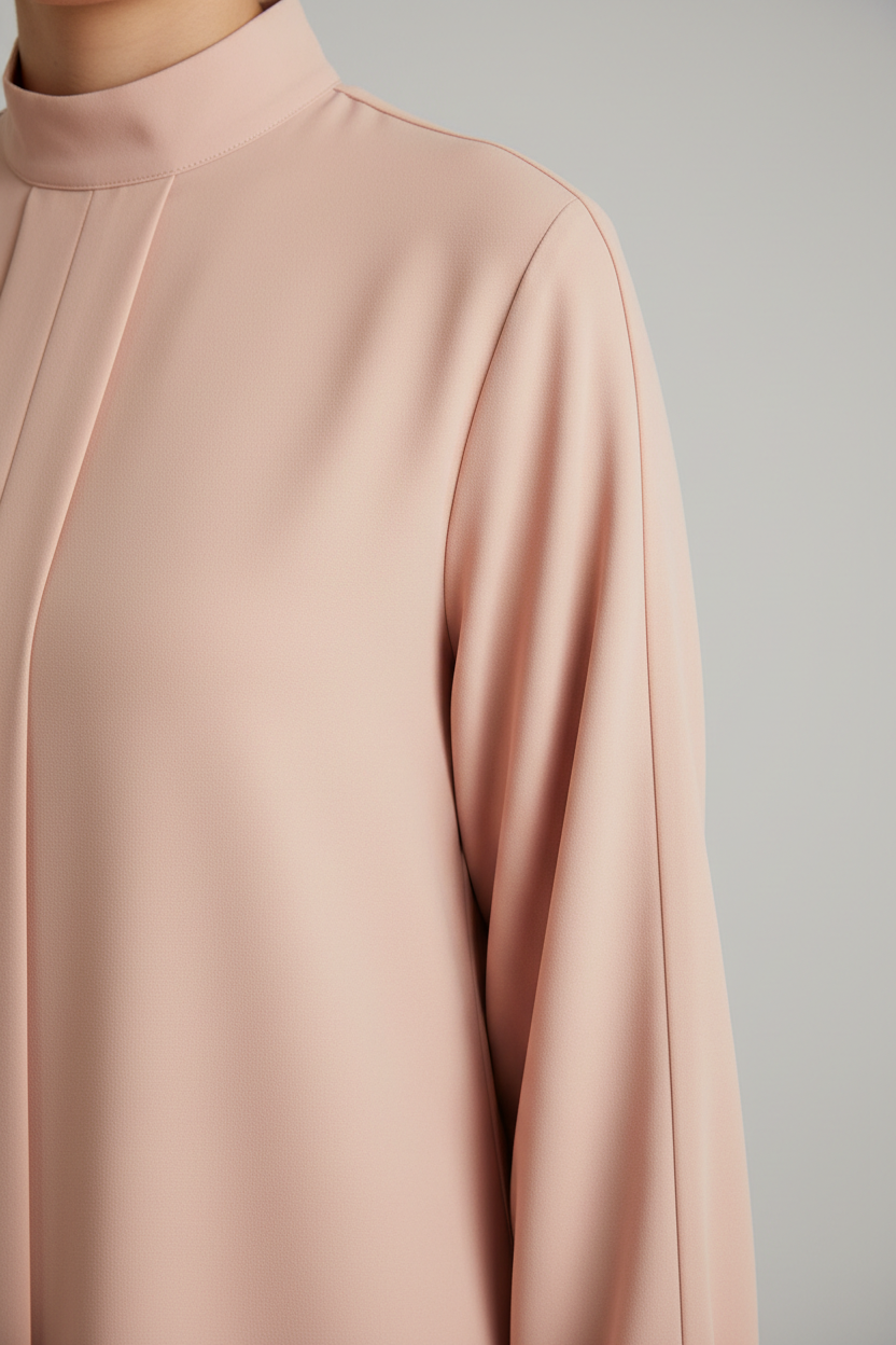 Modern Minimalist Abaya in Blush Pink - Detail