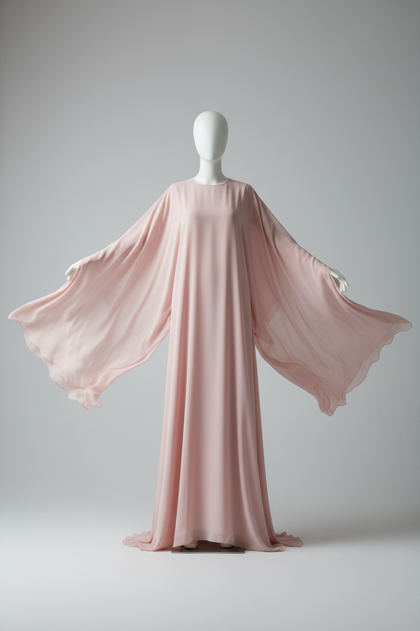 Butterfly Abaya in Blush Pink - Full length mannequin shot