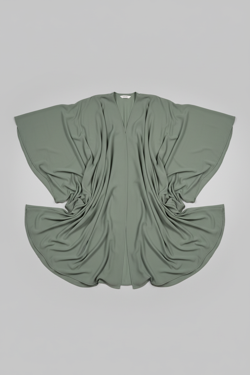 Butterfly Abaya in Sage Green - Flat lay